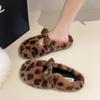 Bow Flat-bottomed Velvet Thermal Cotton Shoes for Women's Winter 2025 New One-pedal Flat-bottomed Fashion Fluffy Cotton Slippers
