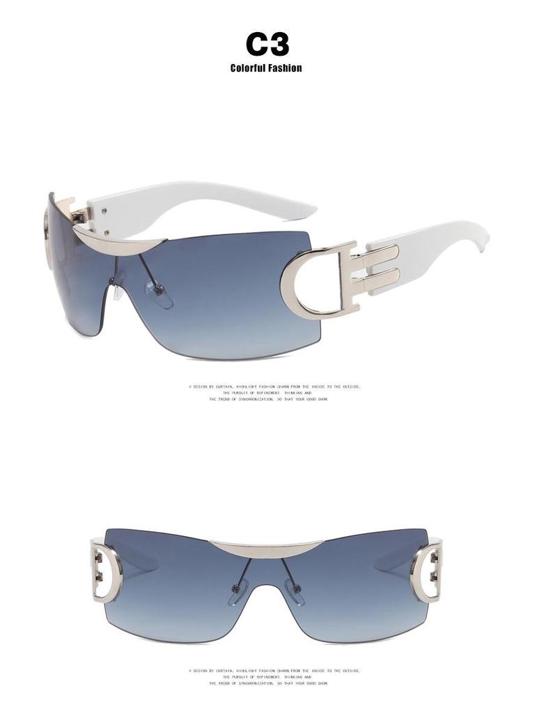 Большие безободковые солнцезащитные очки Y2K 2022 - Футуристичный спортивный дизайн