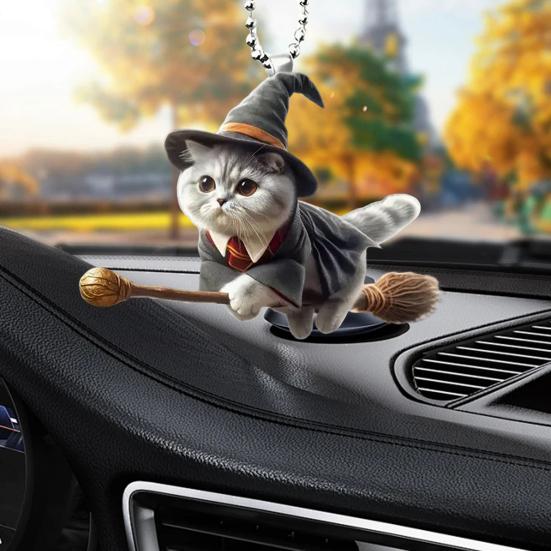 Halloween Wizard Cat Hanging Decoration Home Indoor Christmas Tree Car Rearview Mirror 2D