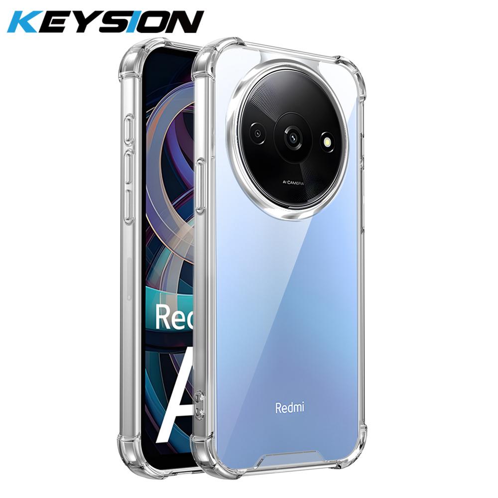 KEYSION Противоударный прозрачный чехол «Четыре угла» для Redmi A3 A3X Мягкий ТПУ+ПК Прозрачная задняя крышка для телефона для Xiaomi POCO C61