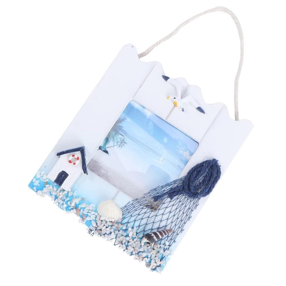 Фоторамка в морском стиле, деревянный материал, настенный подвес для украшения, украшение для спальни