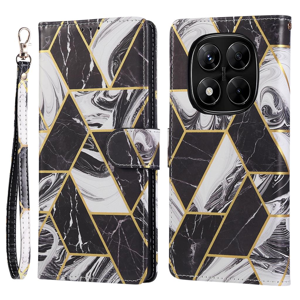 Leather Case for Xiaomi Redmi Note 14 Pro 5G/14 Pro+ 5G/Poco X7 5G Lacquered Marble Pattern Phone Cover