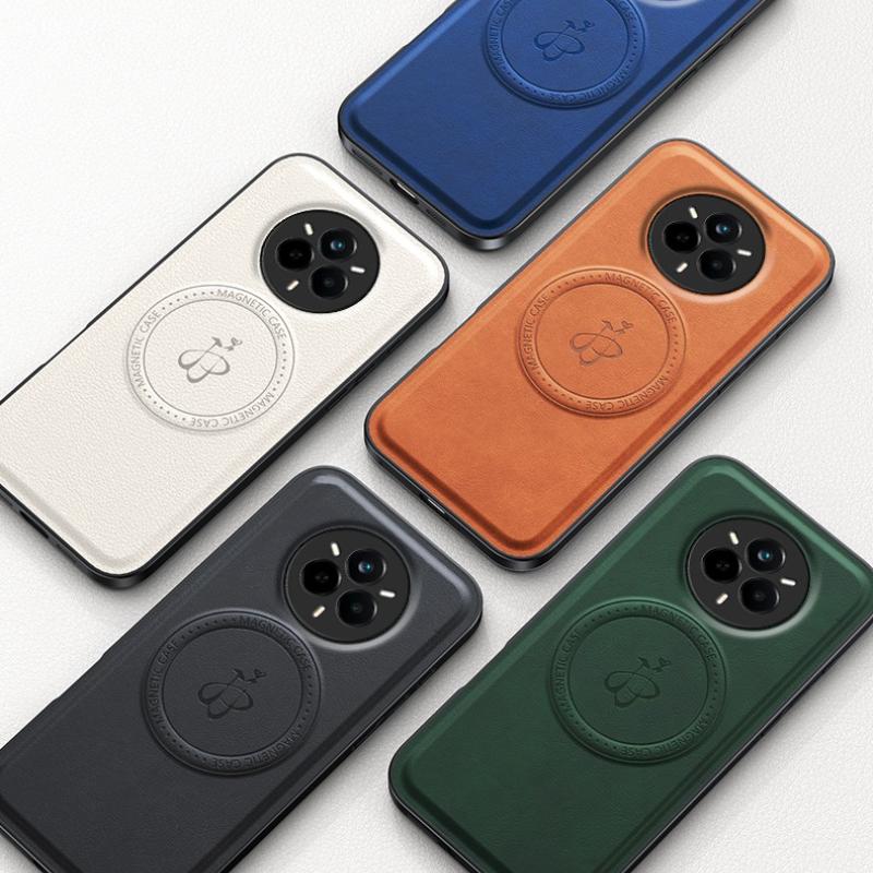 Беспроводная зарядка Магнитный чехол для Realme 14 Pro 5G 14 Pro+ Plus Защитная крышка PU кожа Жесткая задняя панель Coque