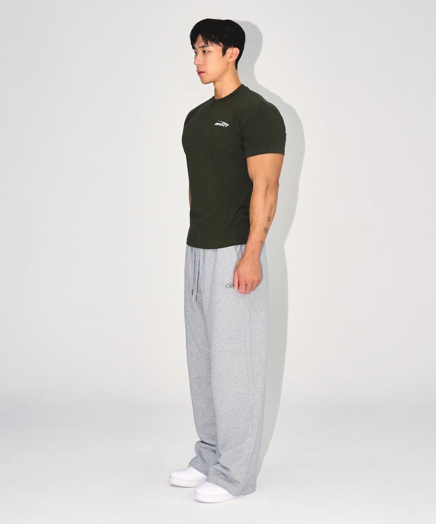 BORN TO WIN Chrome B Semi Wide Pants [Melange Grey]