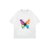White T-Shirt With Colorful Butterfly Print For Casual Wear