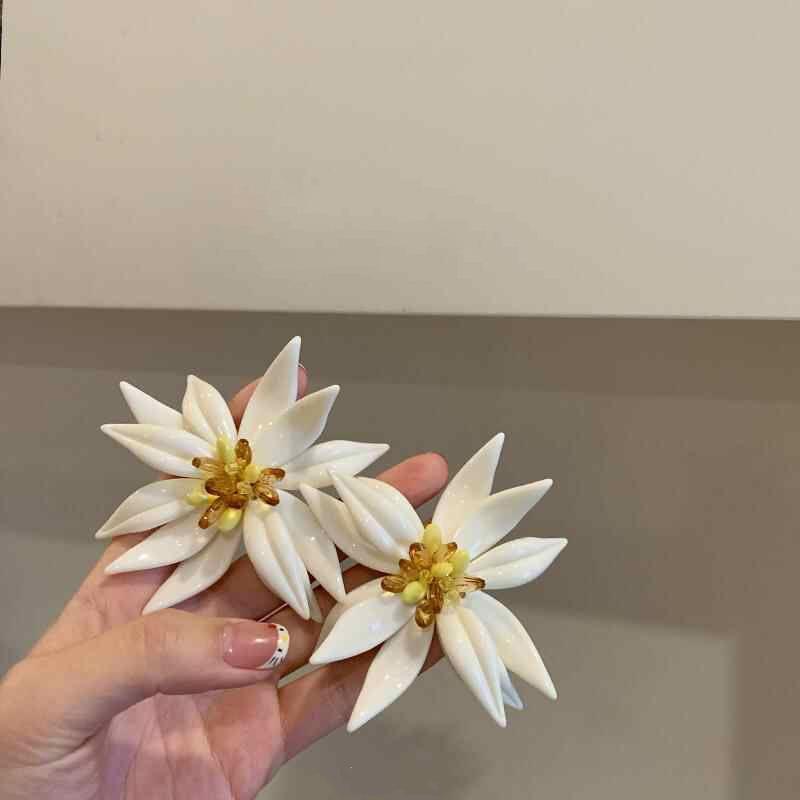 Silver Needle Super Fairy Elegant Bow Flower Stud Earrings French Light Luxury Earrings Literary Style Sweet Versatile Earrings