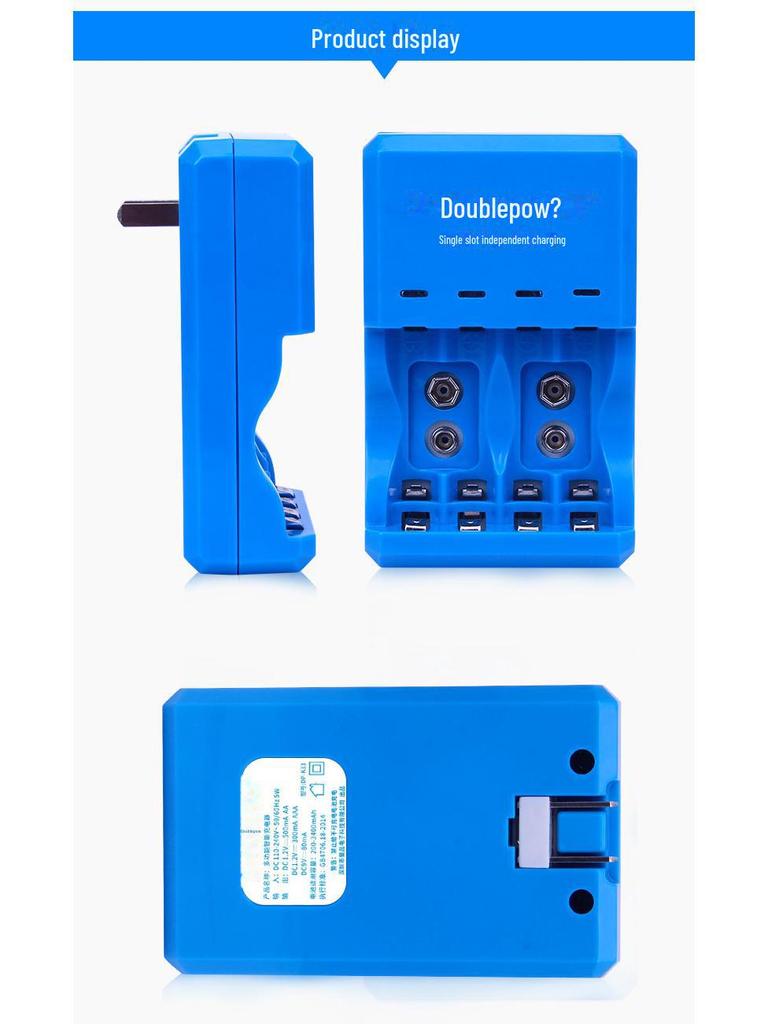 4-Slot Charger for 1.2V AA, AAA, and 9V Rechargeable Batteries