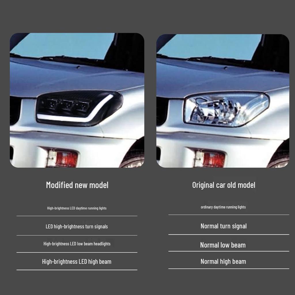 Светодиодная сборка фар с трехглазым проектором и динамическими поворотниками для Toyota RAV4 03-04