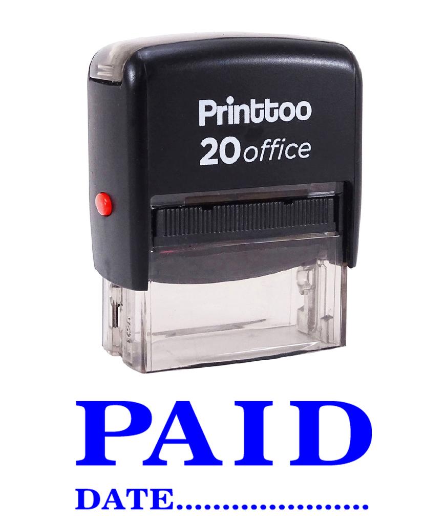 Printtoo Rubber Stamp Office Stationary PAID Self Inking Custom Stamp-Black