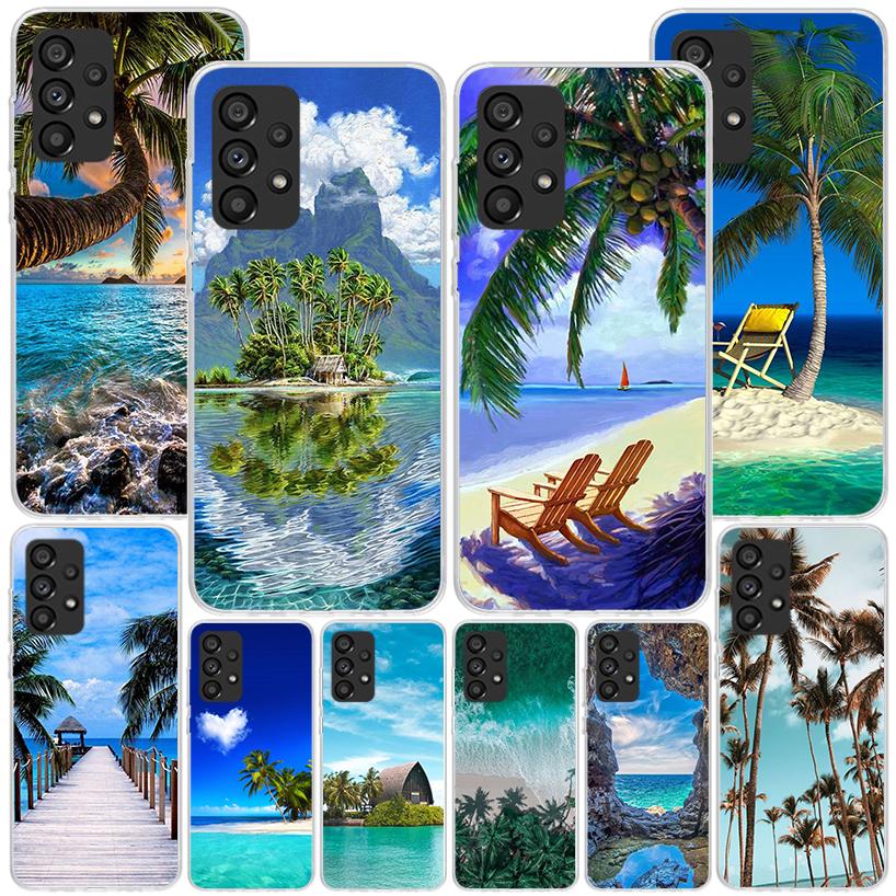 Летний закат на пляже, море, пальма, чехол для телефона для Samsung Galaxy A17 A16 A15 A14 A13 A57 A56 A55 A54 A53 A37 A36 A35 A34 A33 A26
