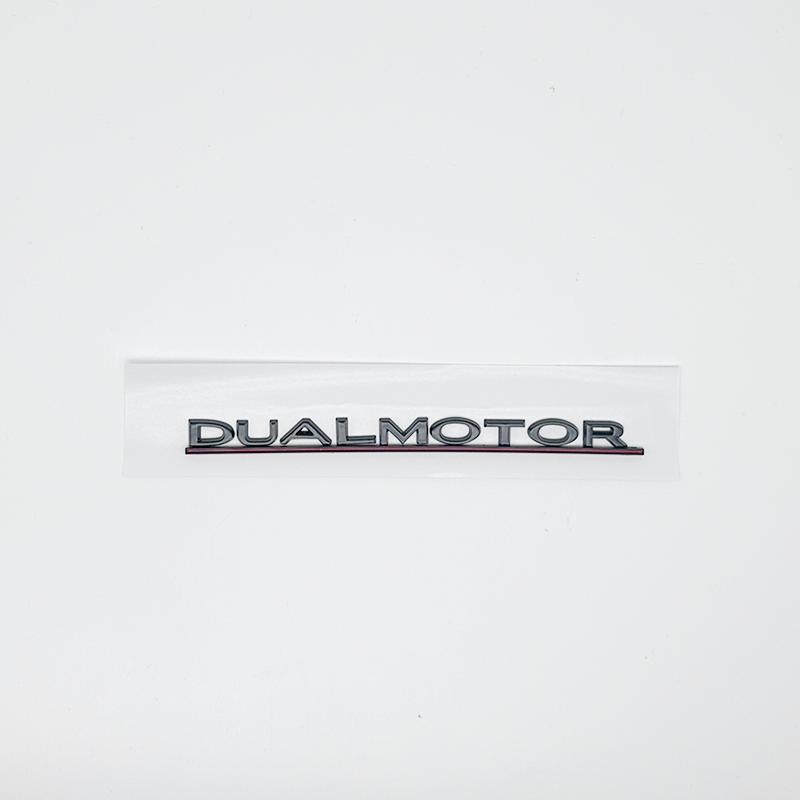 3D ABS Chrome Red Line Black Logo DUAL MOTOR Emblem Letters Car Styling Trunk Badge For Tesla 3 Y S X DUAL MOTOR Accessories