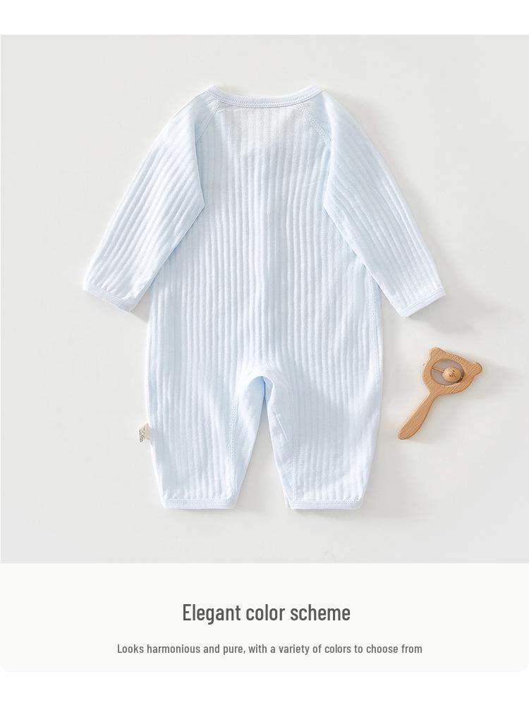 Summer Baby Long-Sleeve Cotton Romper - Lightweight Wrap-Around Air Conditioning Suit