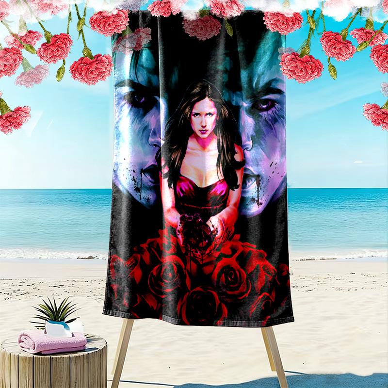 Moonlit Mystery: Vampire Tales beach towel Beach towel for vacation photos Outdoor camping swim Absorbent bath towel Outdoor pool towel