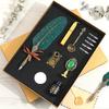 1 Set Quill Pen Set Nice-looking Meaningful Stainless Steel Smooth Writing Feather Pen Ink Kit Stationery Supplies