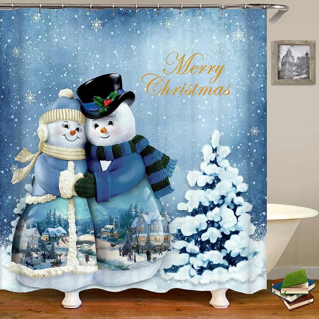 Рождественская занавеска для душа для ванной комнаты, деревенская рождественская занавеска для душа в деревенском доме, винтажная рождественская занавеска для душа для гостиной