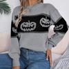 Autumn Winter Halloween Pumpkin Print Pullovers Sweaters Women Long Sleeve Casual Woman Sweater Elegant Round Neck Loose Warm Ladies Knit Jumper 25366
