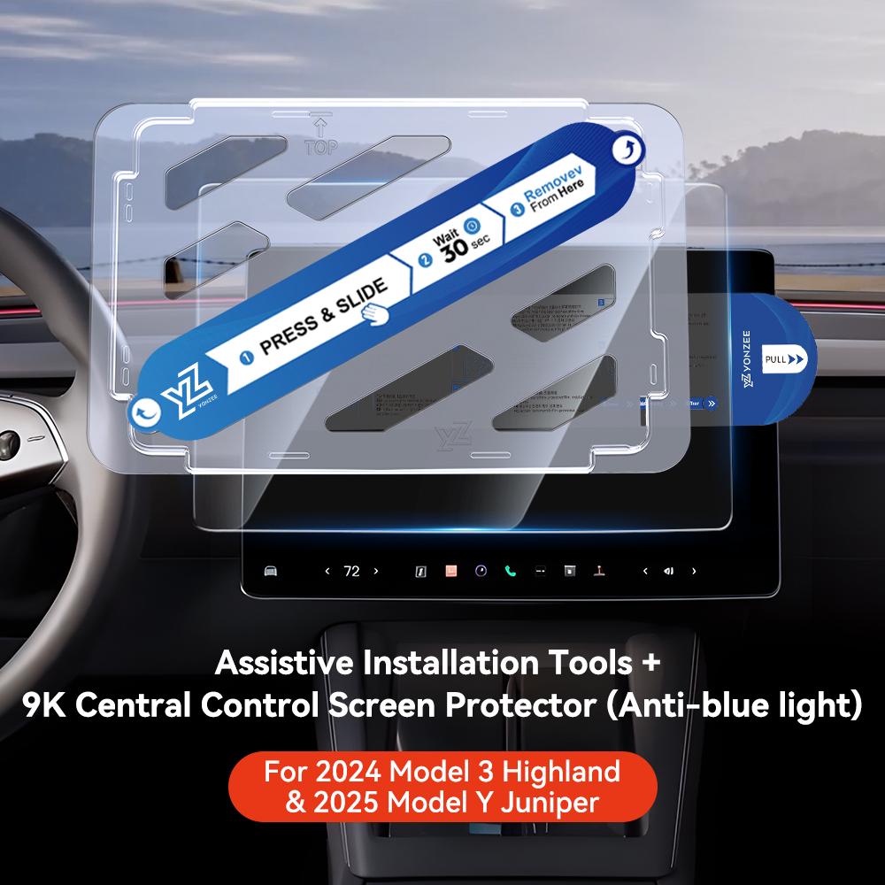 Защитная пленка из закаленного стекла YZ для Tesla Model Y Juniper Model 3 Highland 2025 2025 Защитная для экрана центральной консоли заднего ряда