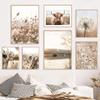 Dried Grass Wall Art Print Nordic Posters Highland Elk Canvas Painting Landscape Dandelion DecorationPictures for Home Room Art