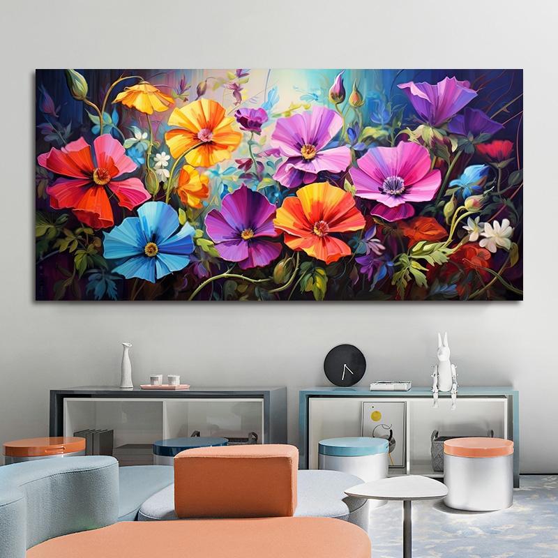 Abstract Beautiful Flowers Garden Canvas Painting Wall Art Lily Red Yellow Poppy Field Posters Prints for Living Room Decor