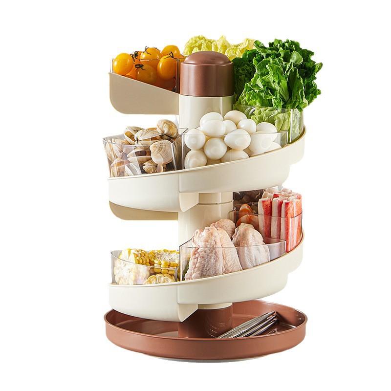 Multifunctional rotating hot pot dish preparation plate household kitchen dish preparation artifact