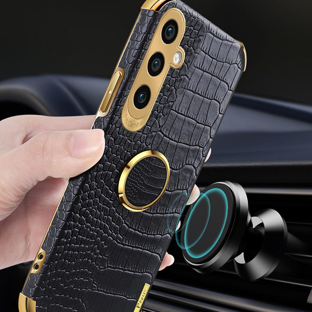 Чехол для мобильного телефона Samsung Galaxy A05s 4G с 6D гальваническим кольцом и подставкой из кожи + чехол из ТПУ