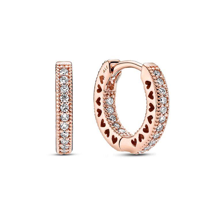 Pandora Pavé Heart Earrings Women earrings Rose-Gold 286317C01