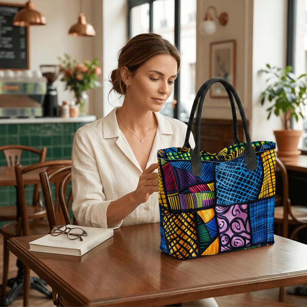 African Art Printed Tote Bag Casual Large Capacity Daily Shoulder Handbag