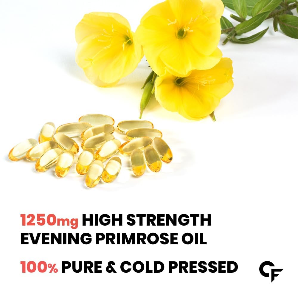 Carbamide Forte Evening Primrose Oil Capsules 1250mg 60 Capsules (Pack of 2)Cold Pressed 10% GLA Hair Skin Support