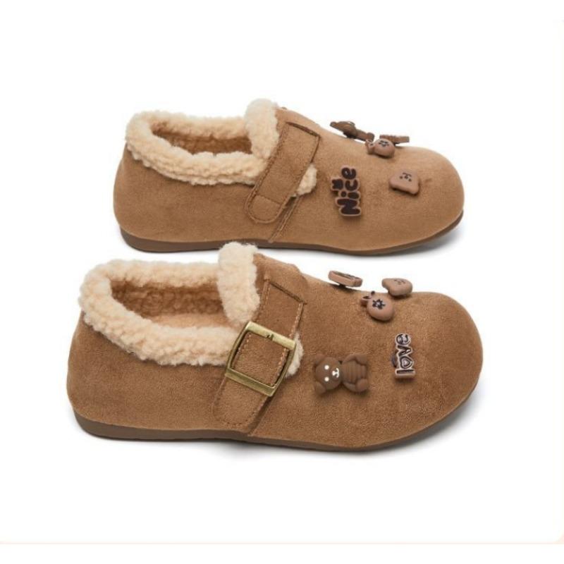 Женские Birkenstocks из флиса, новые зимние утепленные теплые хлопковые ботинки, ленивые однопедальные хлопковые туфли Birkenstocks
