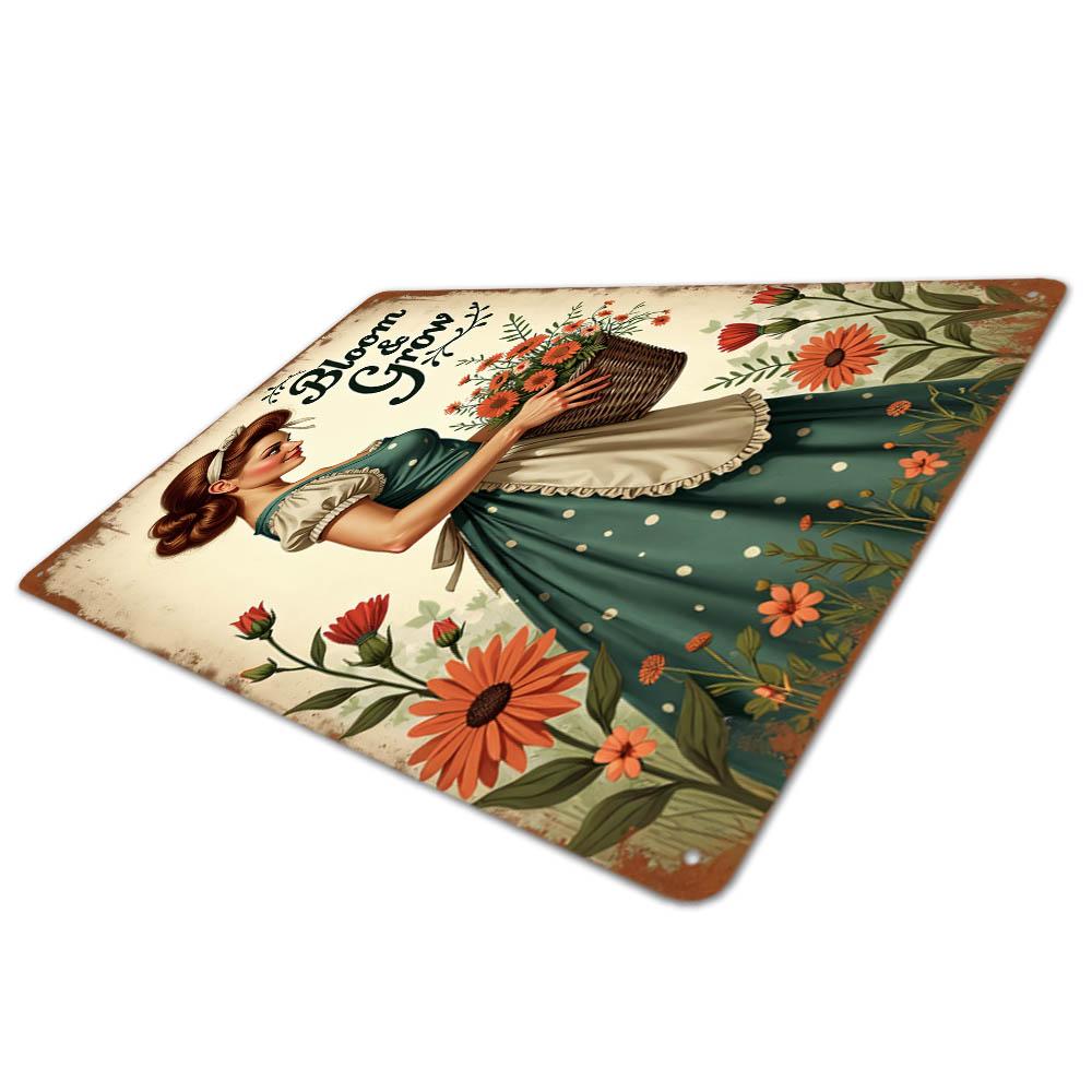 Retro Floral Metal Tin Signs Home Decor Wall Art Garden Farmhouse Country Kitchen Bathroom Living Room