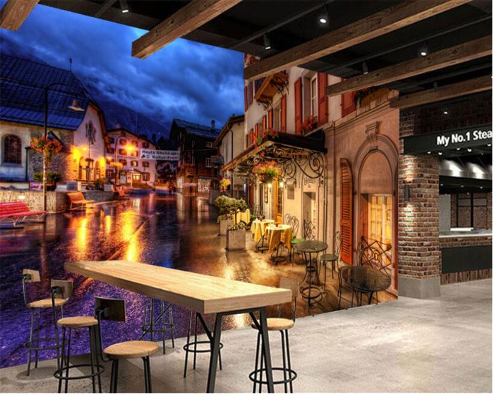 Обои Европейский город Европейский уличный пейзаж Настенная фреска Фоновые обои