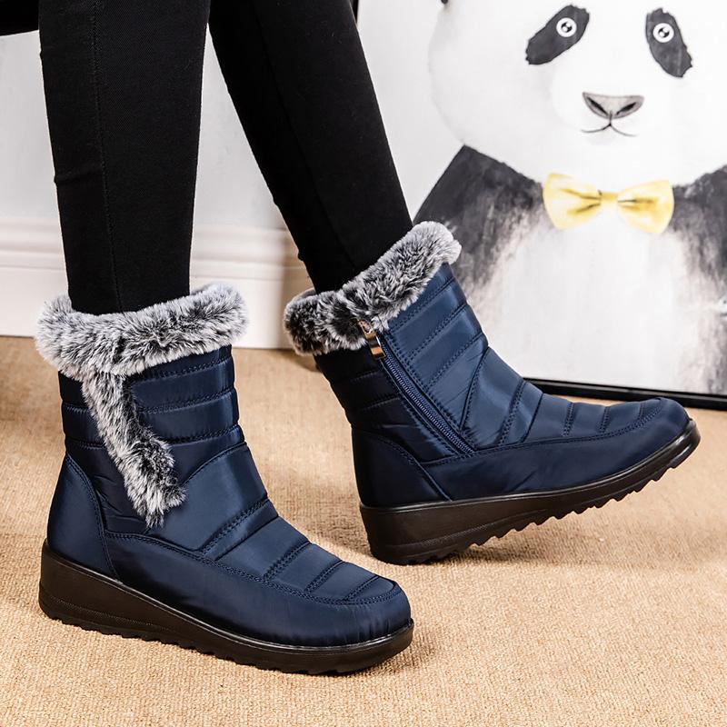 Waterproof Women's Winter Boots Women Snow Boots Faux Fur Warm Ankle Boots Women Thicked Plush Non-Slip Cotton Boots Woman
