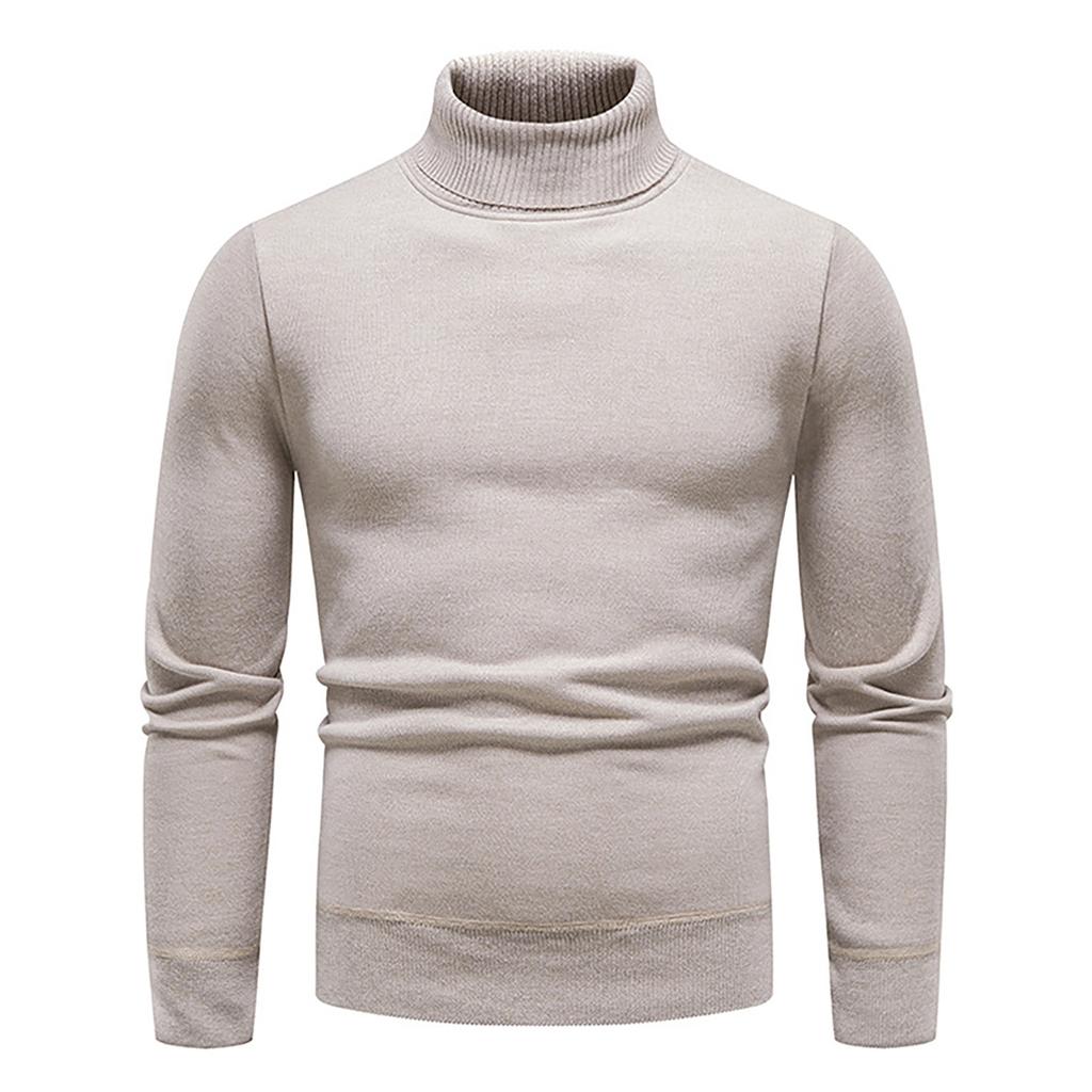Men's Autumn And Winter Casual  Knitted Solid Color Decorative Pattern Sweater