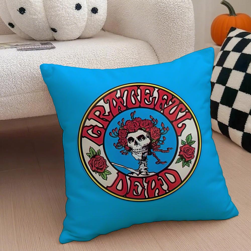 Band psychedelic GGrateful Dead Cushion Cover Throw Pillow Cover Hidden Button Durable Polyester Chair Cushion