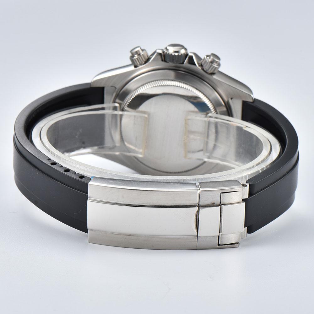 39mm Men's Wristwatch with VK63 Movement Chronograph sapphire Glass and Rubber Strap Luxury Business Men's Custom Watch