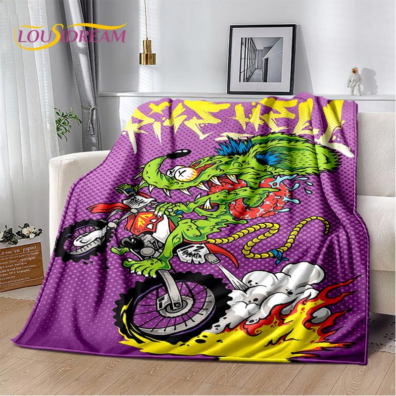 Одеяло с изображением мотоцикла, автомобиля и забавной крысы Fink, мягкое одеяло для дома, спальни, кровати, дивана, пикника, путешествия, офиса