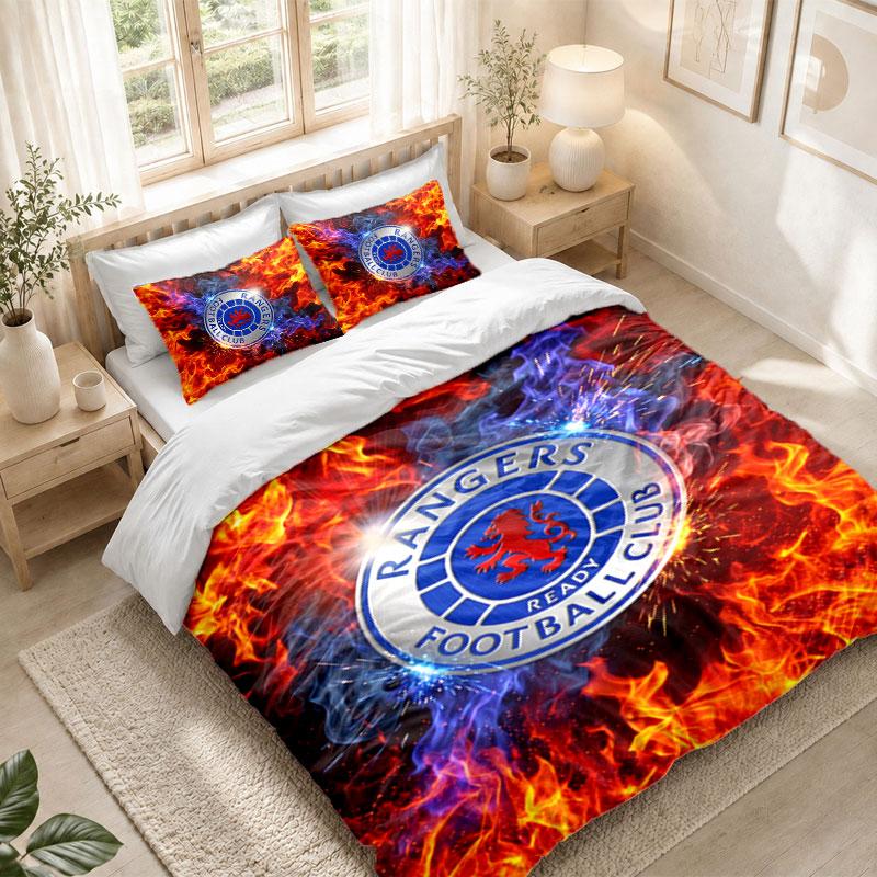 Bedding Set 1 Duvet Cover 2 Pillowcases Rangers FC Print Bedroom Home Decoration