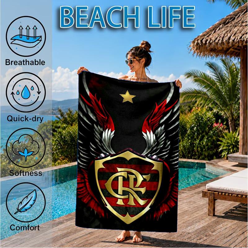 Flumi-nense Crest Wings Printed Microfiber Beach Towel, Soft And Absorbent, Quick-Dry, Ideal for Summer Travel, Beach Essential, Swimming Pool