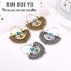 RUI RUI YU Unisex Vintage Ethnic Style Turquoise Hollowed Out Earrings Fashion Jewelry
