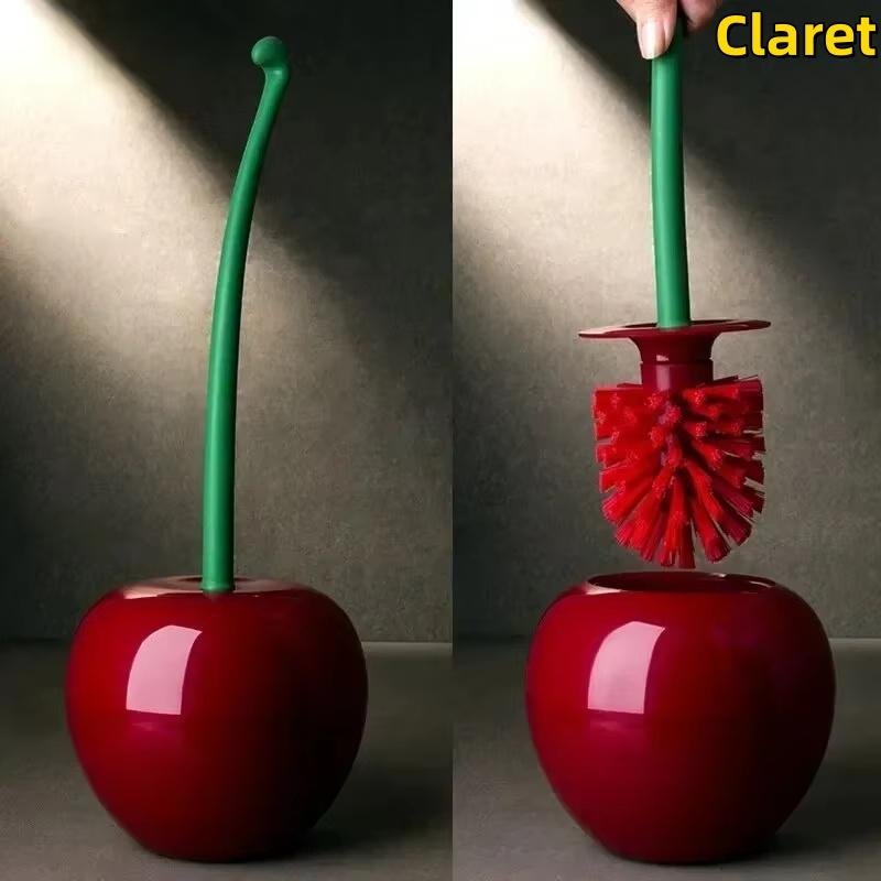 Creative Home 1PCS Cute Cherry shaped Toilet Brush Set with Long Handle Soft Hair Plastic Toilet Brush Bathroom Accessories