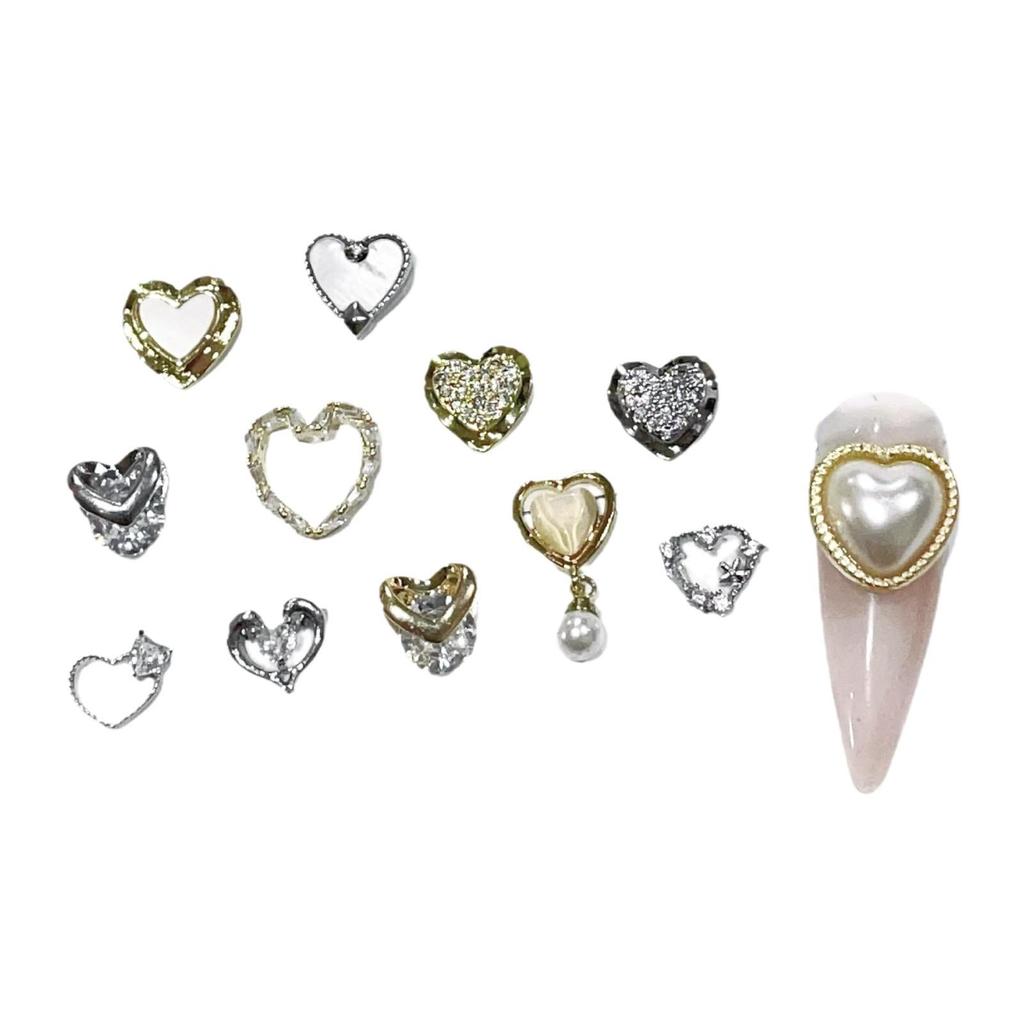 Retro Luxury DIY Rhinestone Heart Nail Accessories - Zircon Manicure Jewelry