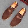 Fashion Fashion New Men's Pointed Genuine Leather Flats Monk Strap Shoes Brown Yellow Designer Male Homecoming Wedding Dress Footwear