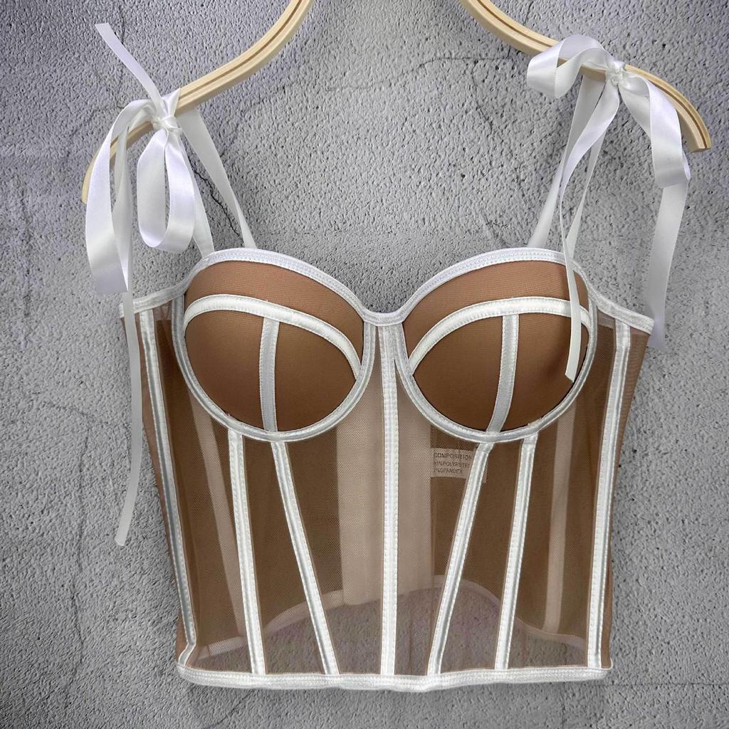 French Sweet & Spicy Women's Lace-Up Bandeau Camisole - Sexy Waist-Cinching Top