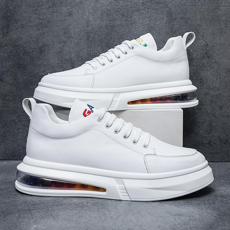 Маленькие белые туфли мужские на воздушной подушке с мягкой подошвой модные трендовые туфли молодые радужная подошва повседневные Вэньчжоу сущность