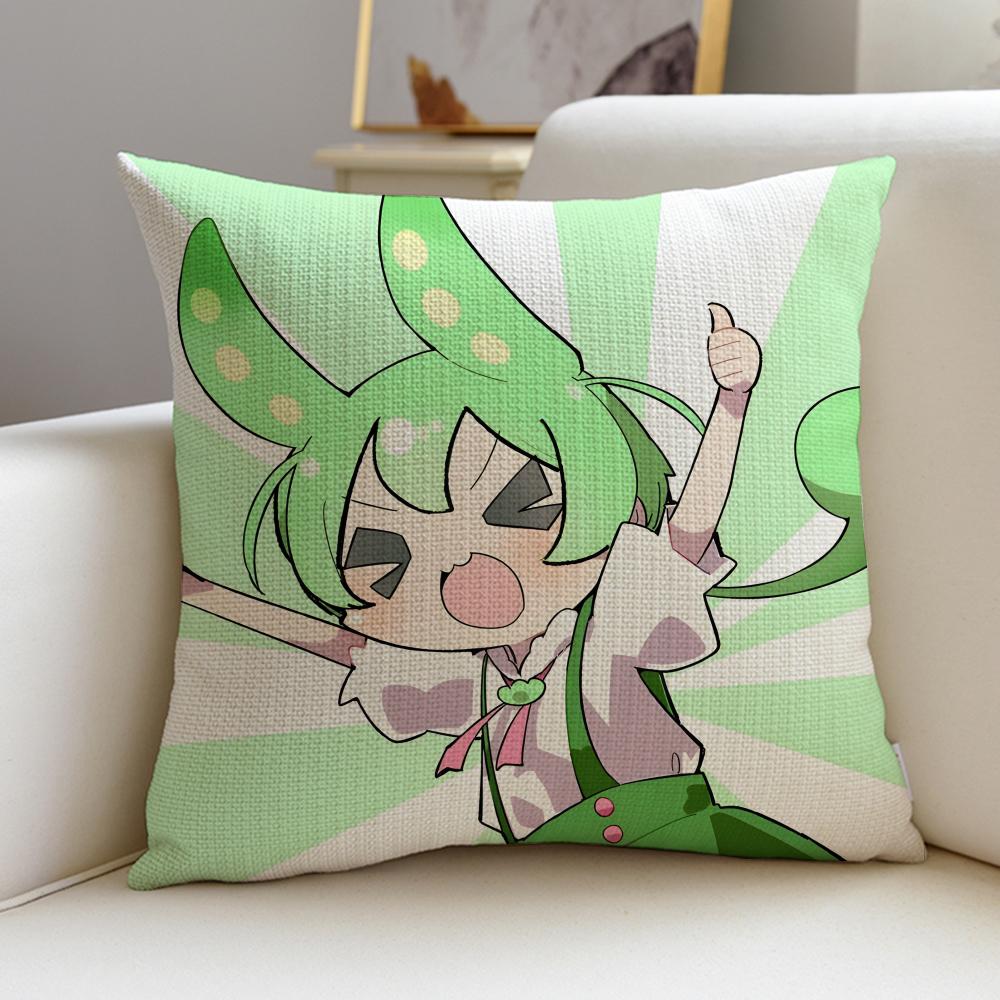 Cute ZZundamon AnimeS Cushion Cover Breathable and skinfriendly linen pillowcase square removable and washable cushion