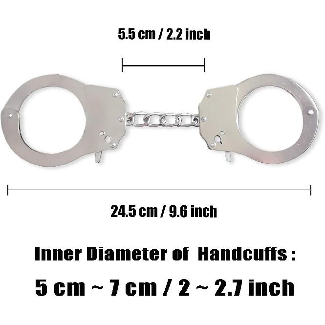 HOHAJIU Toy handcuffs with keys, metal toy handcuffs for children(Silver)