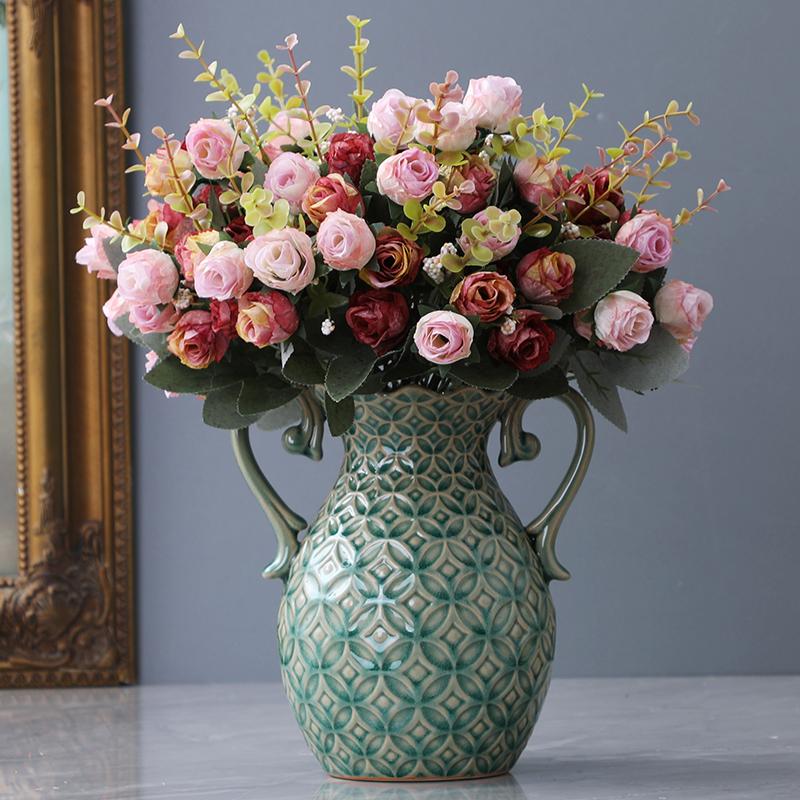 Американская керамическая ваза для гостиной, настольная цветочная композиция, креативный европейский стиль, крыльцо, ТВ-шкаф, декоративные украшения