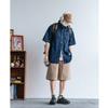 Японский ретро модный бренд летняя свободная джинсовая рубашка с короткими рукавами художественная молодежная рабочая рубашка мужская и женская многослойная куртка