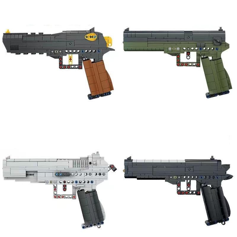 KAZI Series Pistol Desert Eagle Simulation Toy Gun Can Shoot Boys' Educational Building Blocks.