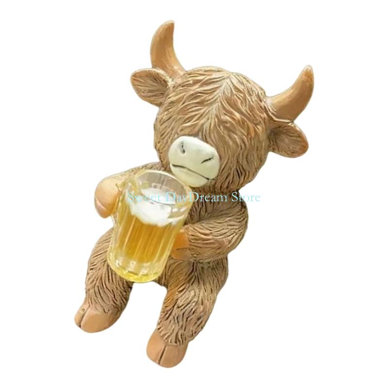 Y88C Мультяшная Высокогорная Корова Миниатюрный Кашпо-Обнимашка Подвесная Фигурка для Сада, Балконов и Патио Полимерное Украшение